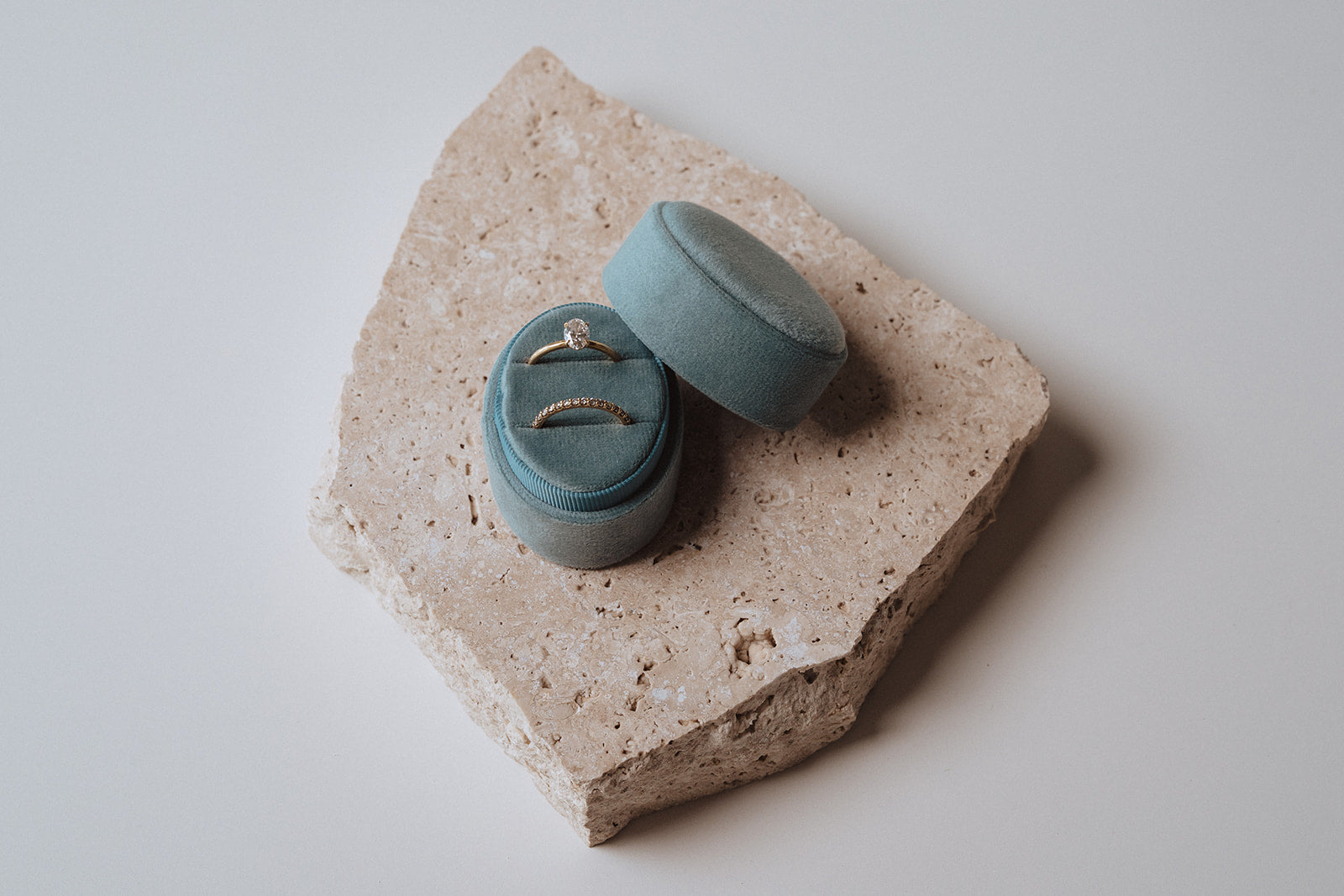 Ring Box - Oval (Dusty Blue)