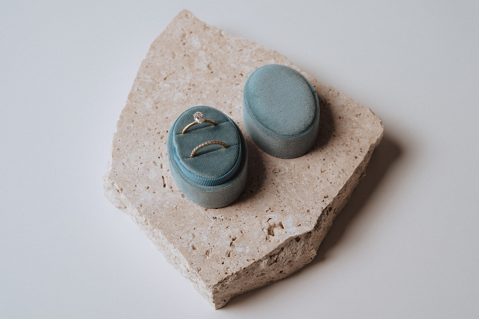 Ring Box - Oval (Dusty Blue)